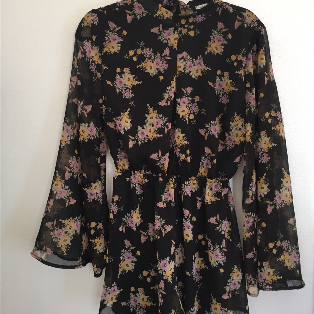 Long sleeve floral shorts bodysuit.